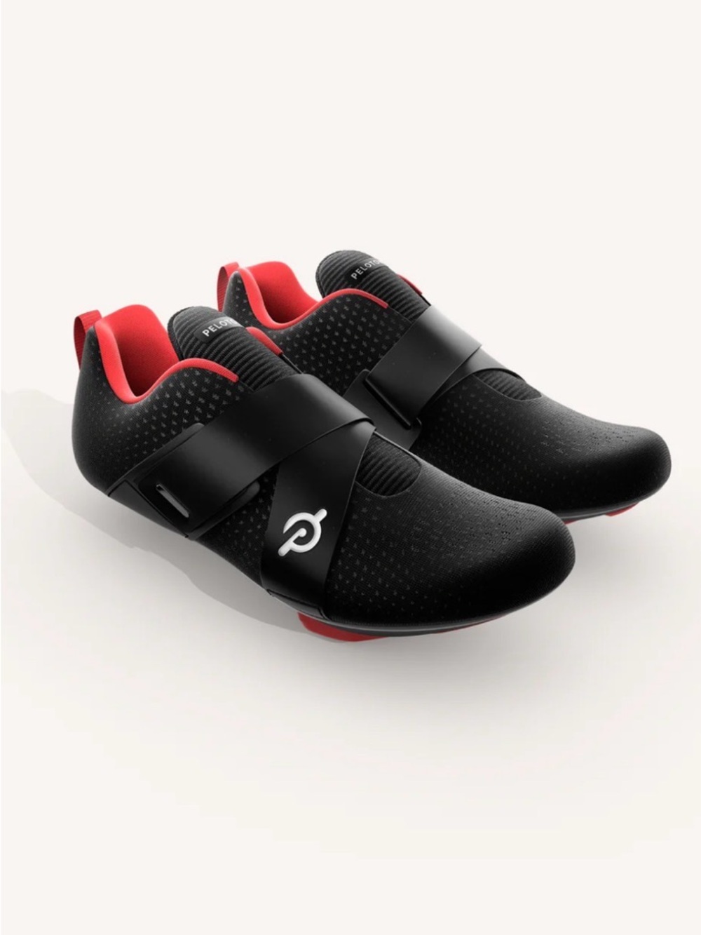 Peloton Black and Red Women's Athletic Cycling Shoes